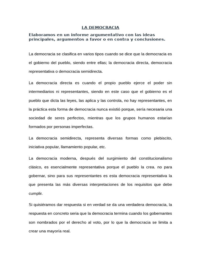 Tipos de Democracia y sus Desafíos | PDF | Democracia | Ideologías ...