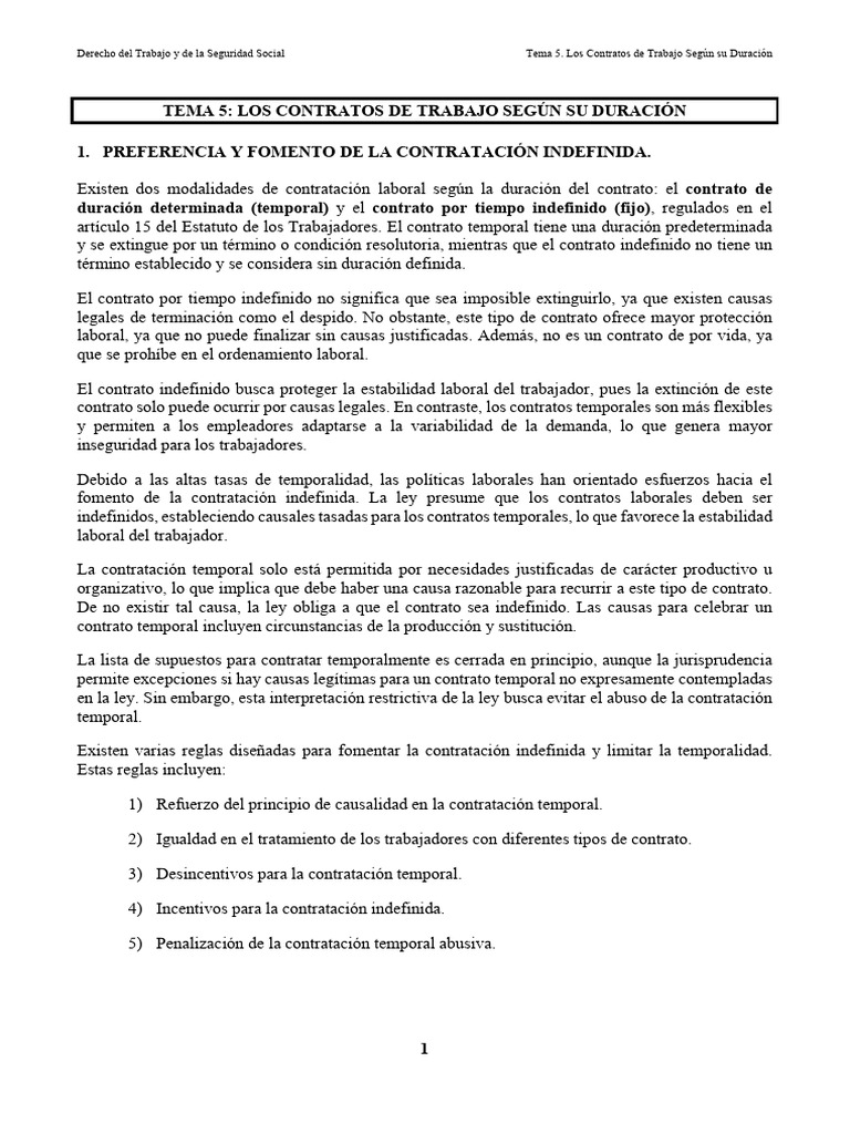 Tema 5 - Derecho Del Trabajo y de La Seguridad Social | PDF | Derecho ...
