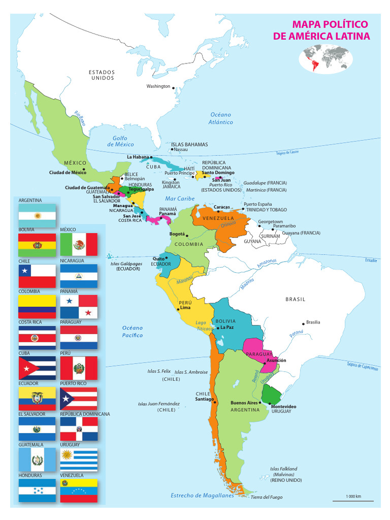Mapa Político de América Latina | PDF | Américas | America latina