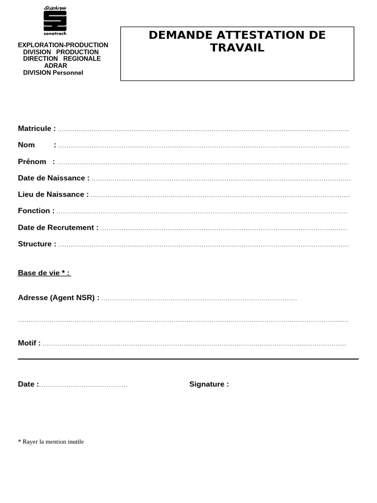Formulaires Administratifs Adrar | PDF | Logement