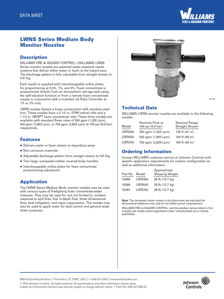 WM-2017095-00 WILLIAMS LWNS Series Medium Body Monitor Nozzles | PDF ...
