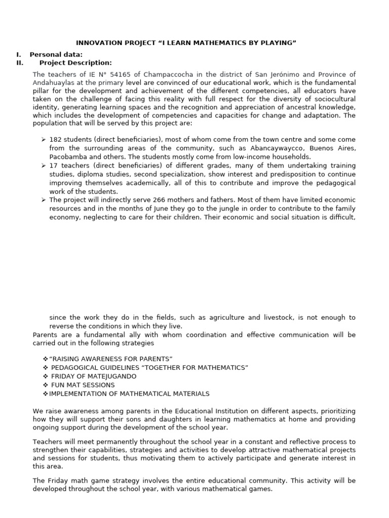 Playful Math Learning Project Overview | PDF | Learning | Cognition