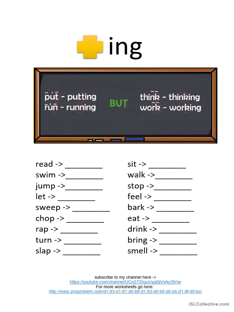 Verb + Ing Practice Worksheet | PDF