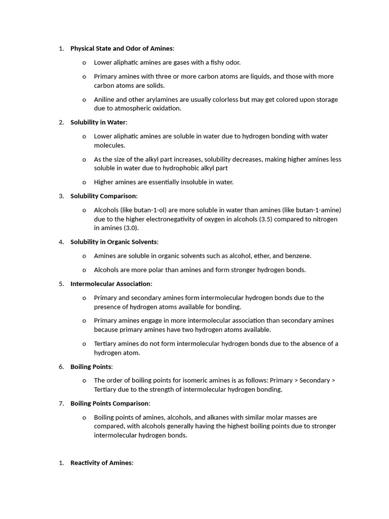 Physical state and odor of amines pdf amine solubility