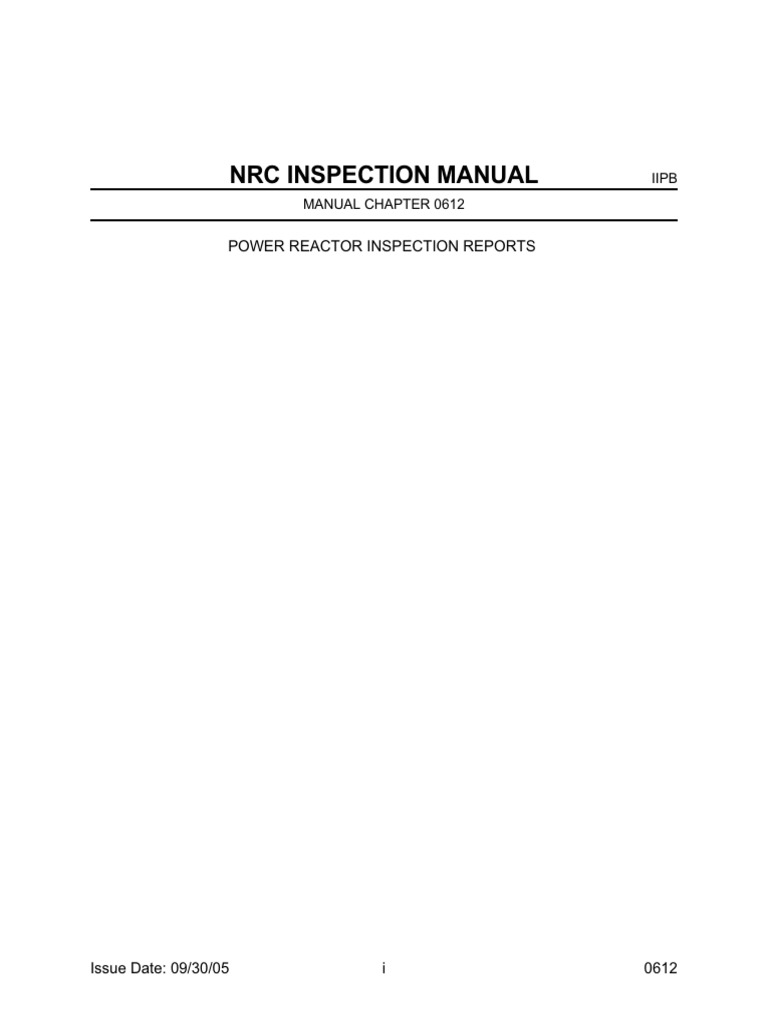 Power Reactor Inspection Reports Guide | PDF | Nuclear Regulatory ...
