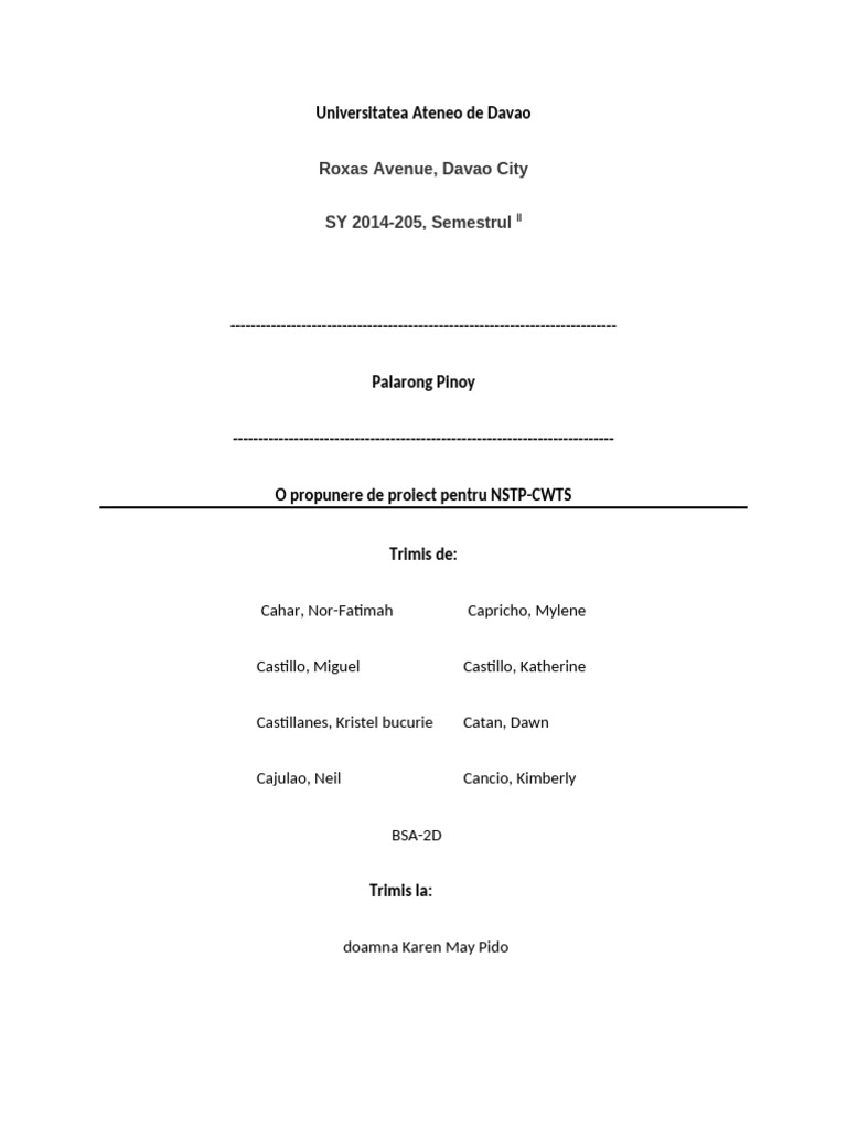 Propunere de Proiect NSTP - Teambangan | PDF