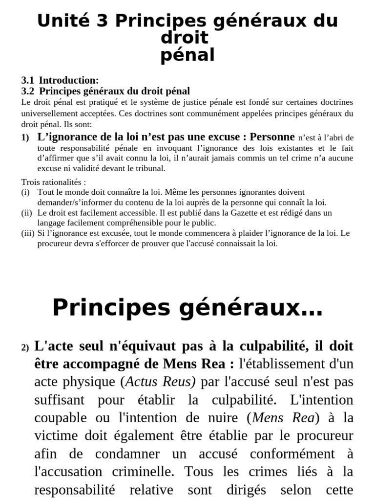 7 Principes Fondamentaux du Droit Pénal | PDF | Crimes | Crime et violence