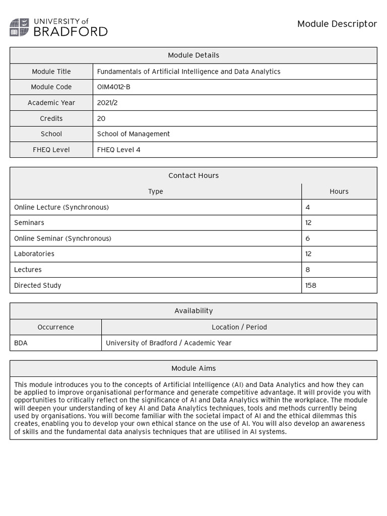 Fundamentals of Artificial Intelligence and Data Analytics | PDF ...
