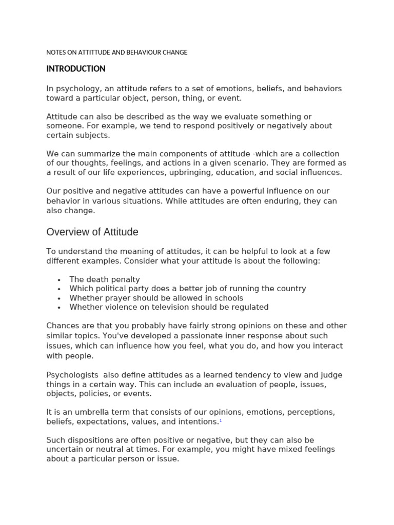 Attitudes and Behavior Change Insights | PDF | Attitude (Psychology ...
