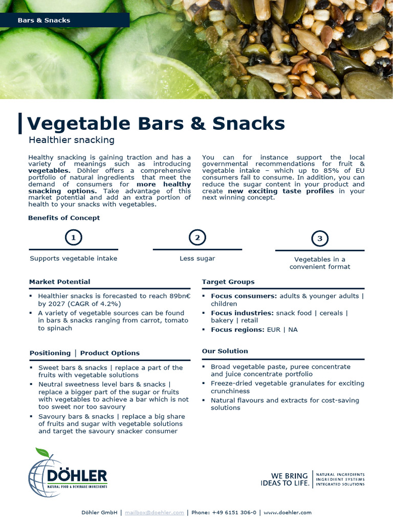 FS330 - Doehler - Cereals and Snacks - Vegetable Bars and Snacks | PDF ...