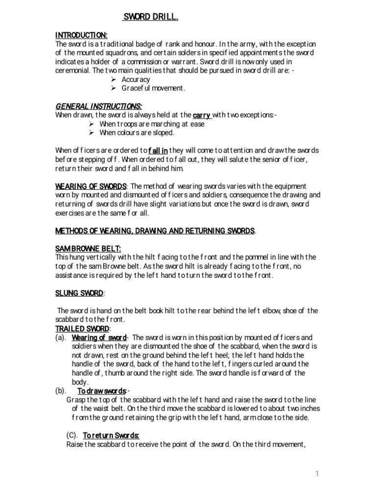 Military Sword Drill Techniques | PDF