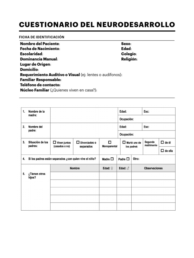 Cuestionario de Neurodesarrollo Infantil | PDF | Migraña | Epilepsia