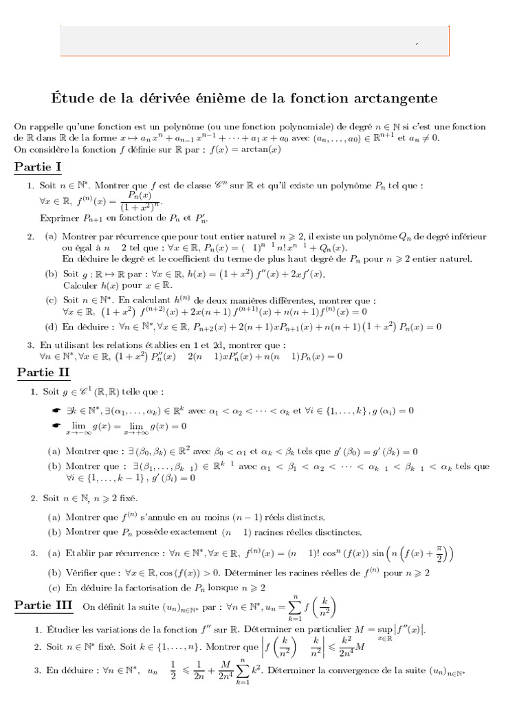Étude de la dérivée de l'arctangente | PDF | Inégalité (mathématiques ...