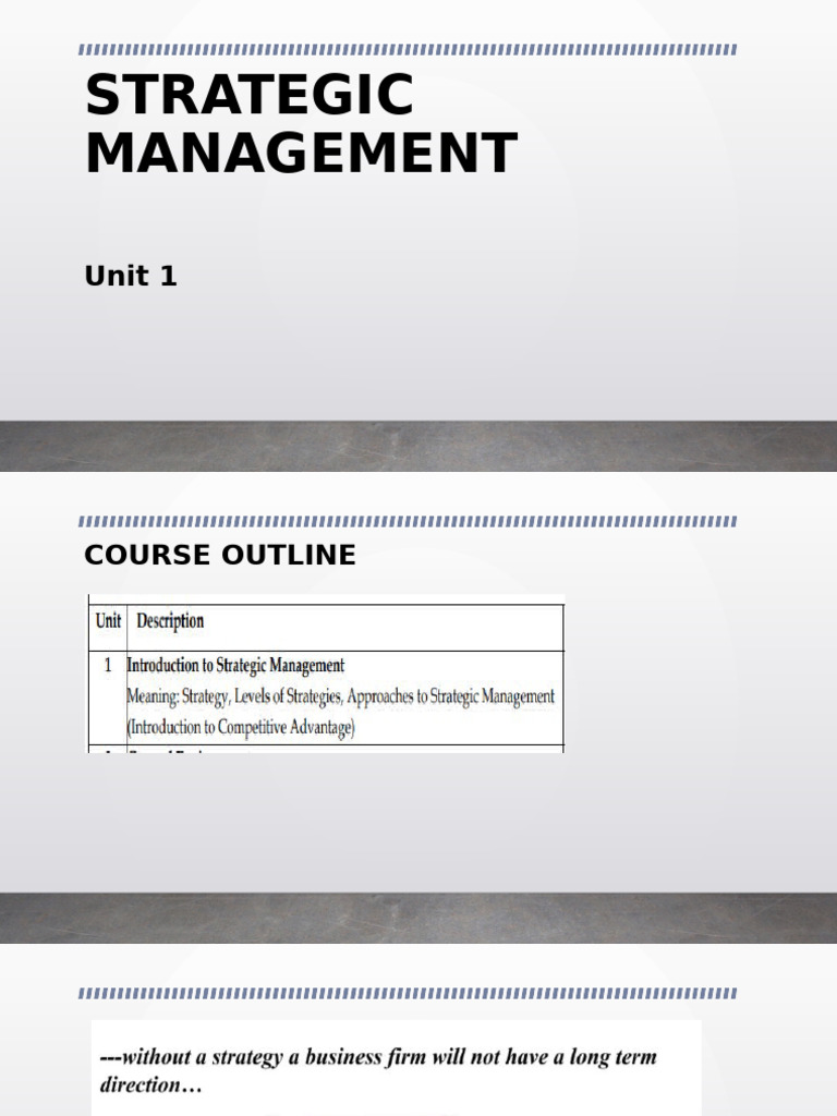 Strategic Management Course Outline | PDF | Strategic Management ...