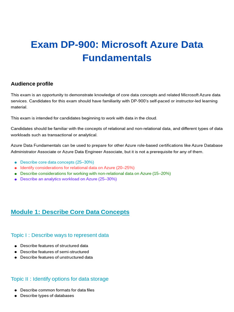 DP-900 Exam Guide: Azure Data Fundamentals | PDF | Microsoft Azure ...