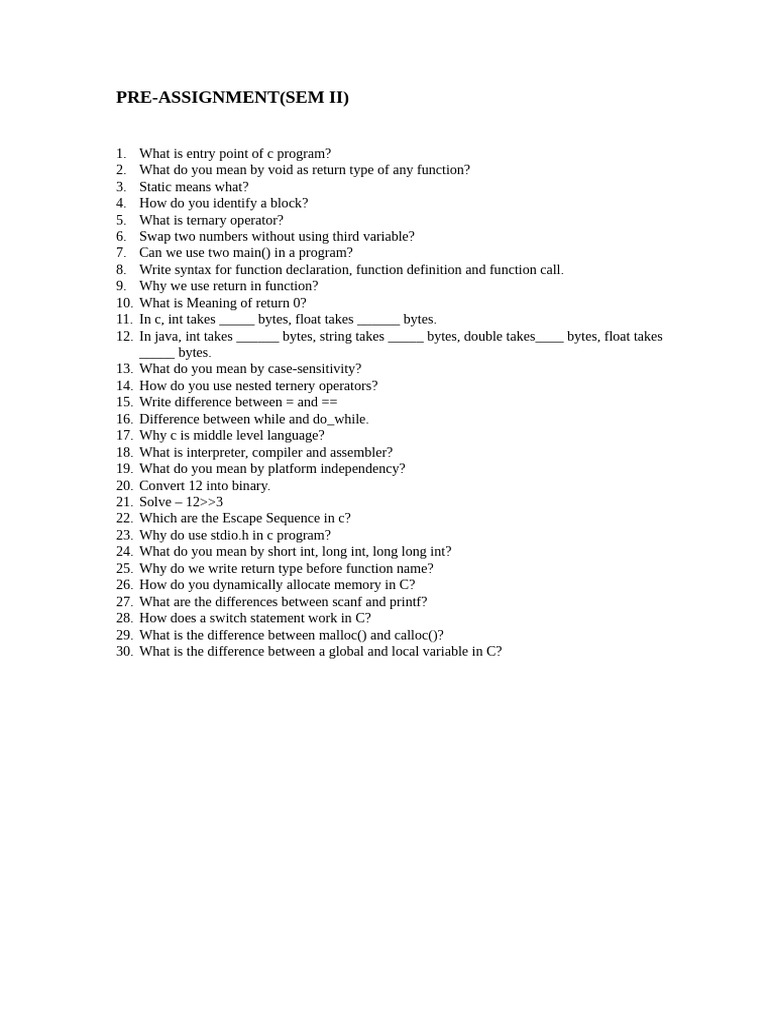 C Programming Basics Quiz | PDF