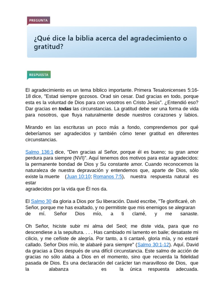 El Agradecimiento Es Un Tema Bíblico Importante | PDF | Salmos | Gratitud