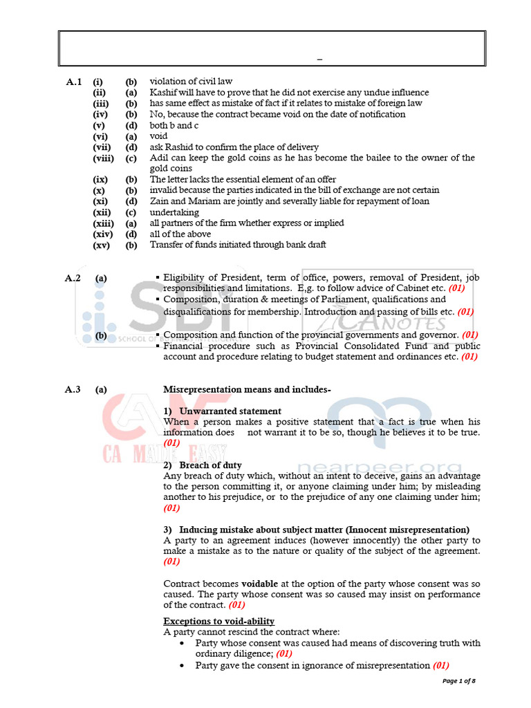 CAF4- Final Mock SS | PDF | Breach Of Contract | Misrepresentation
