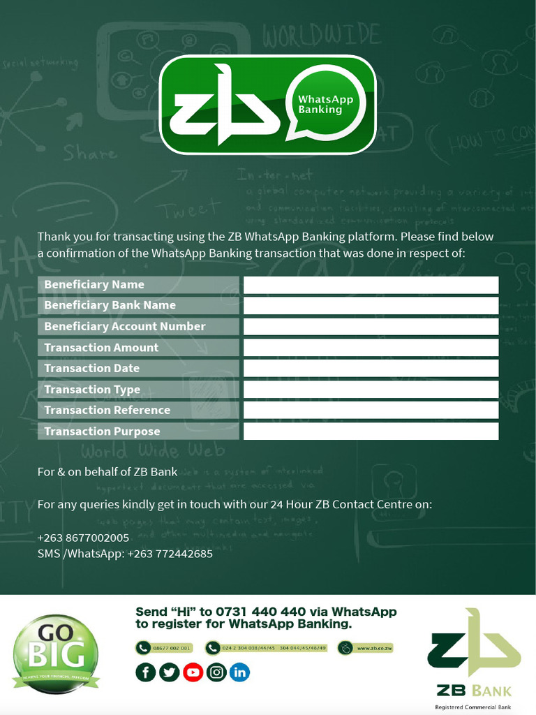 ZB WhatsApp Banking Transaction Confirmation | PDF