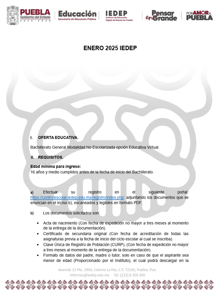 Inscripción Bachillerato No Escolarizado 2025 | PDF | Educación Secundaria