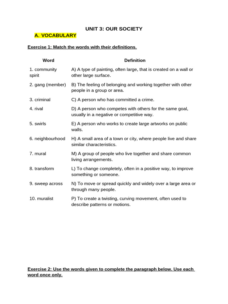 Vocabulary and Exercises on Community | PDF | Finland | Income Distribution