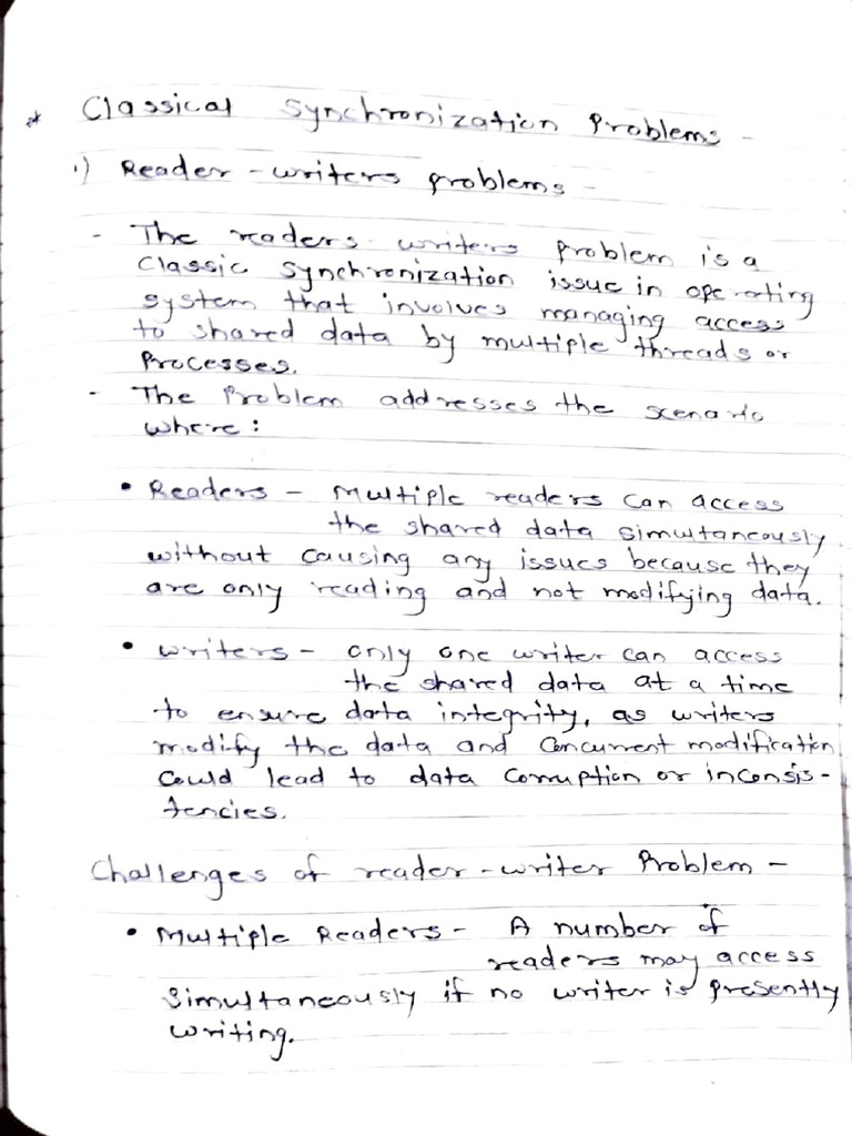 Reader-Writer Synchronization Problem | PDF