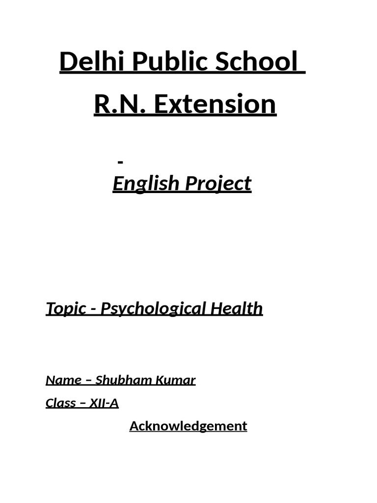 Psychological Health Project Overview | PDF | Mental Health | Mental ...