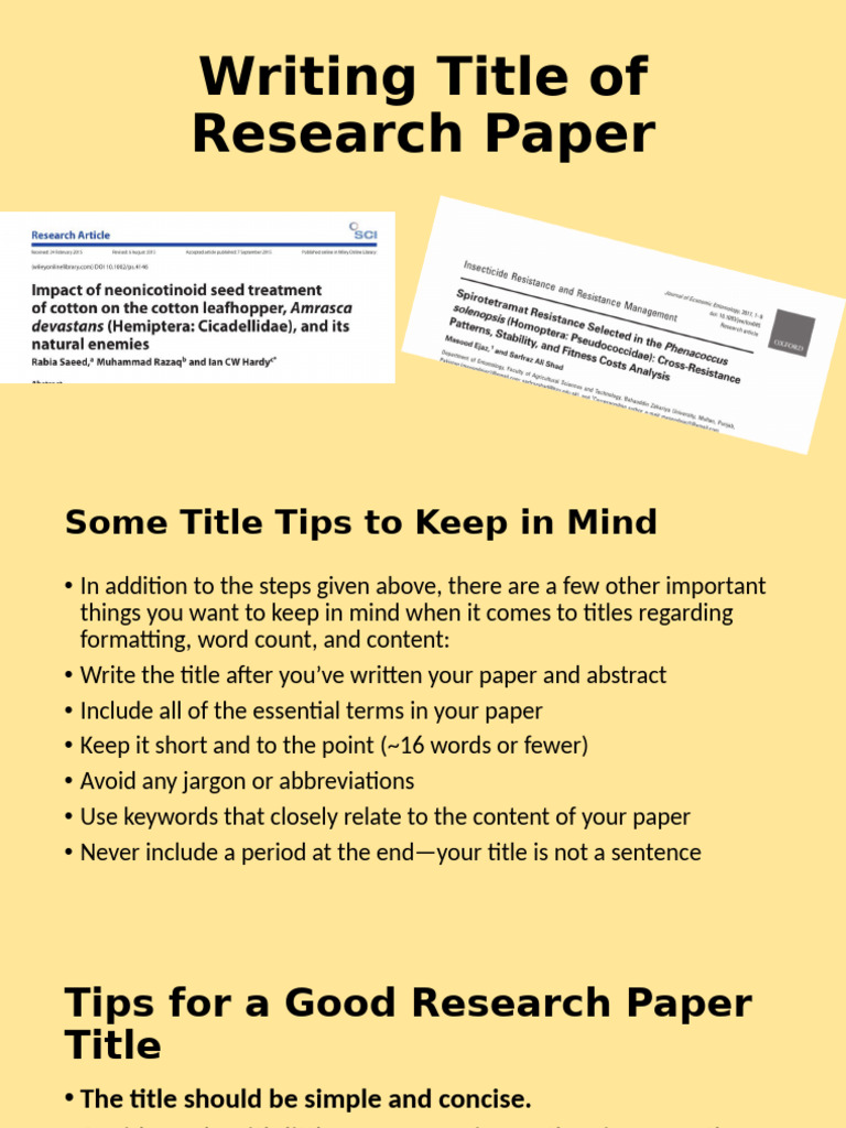 Tips for Crafting Research Paper Titles | PDF | Word | Sentence ...