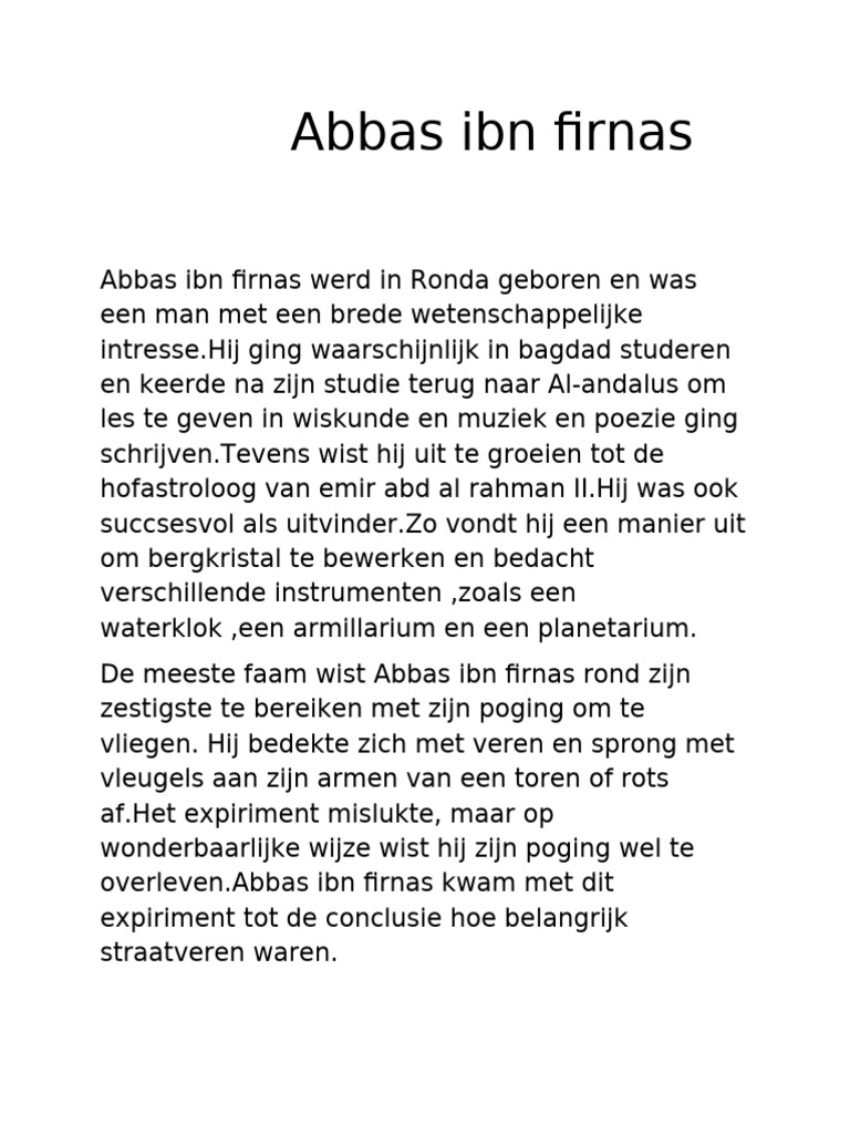Abbas Ibn Firnas | PDF
