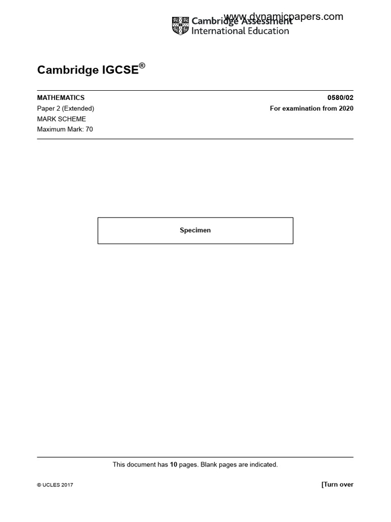 Cambridge IGCSE Math Paper 2 Mark Scheme | PDF | Accuracy And Precision