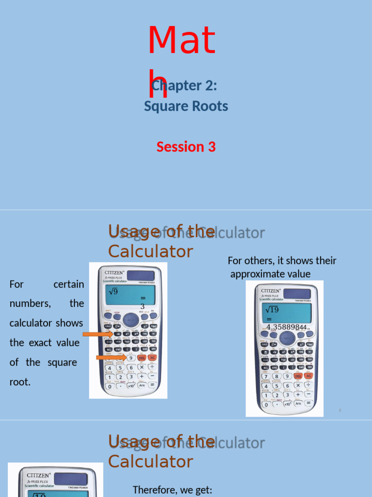 Square Roots and Calculator Usage | PDF | Approximation | Elementary ...