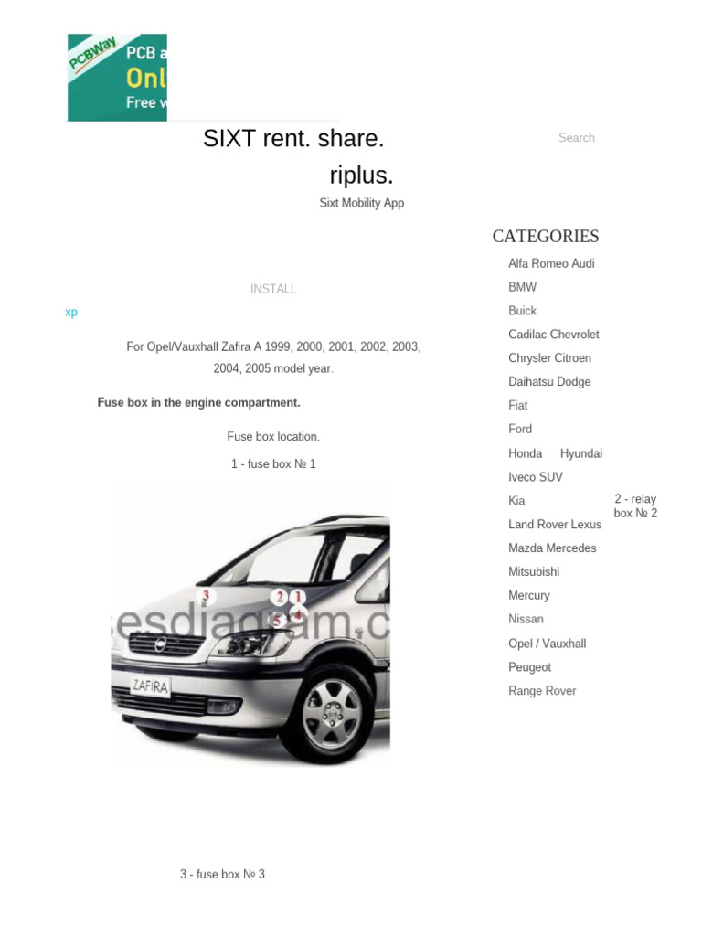 Opel Zafira A Fuse Box Guide | PDF | Headlamp | Anti Lock Braking System