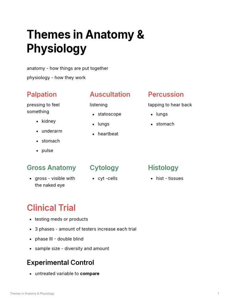 Themes in Anatomy Physiology | PDF | Anatomy | Homeostasis