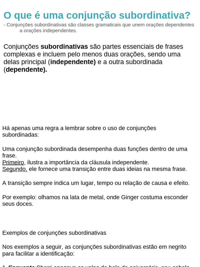 CONJUNÇÃO SUBORDINADA | PDF