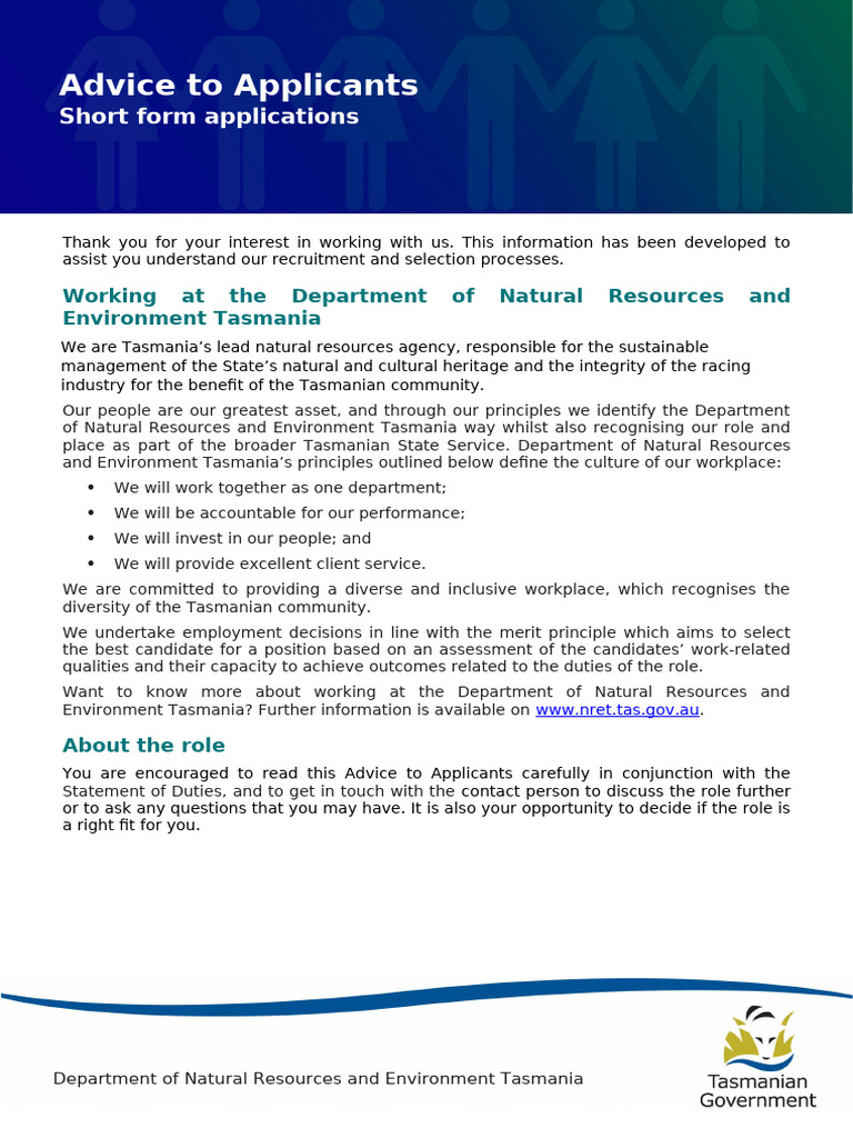 Applying for DNR Tasmania Positions | PDF | Recruitment | Résumé