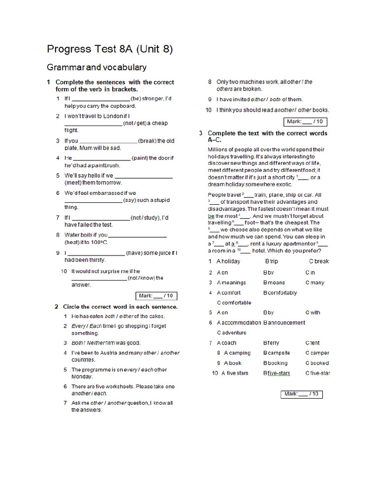 Tests Unit 8 | PDF
