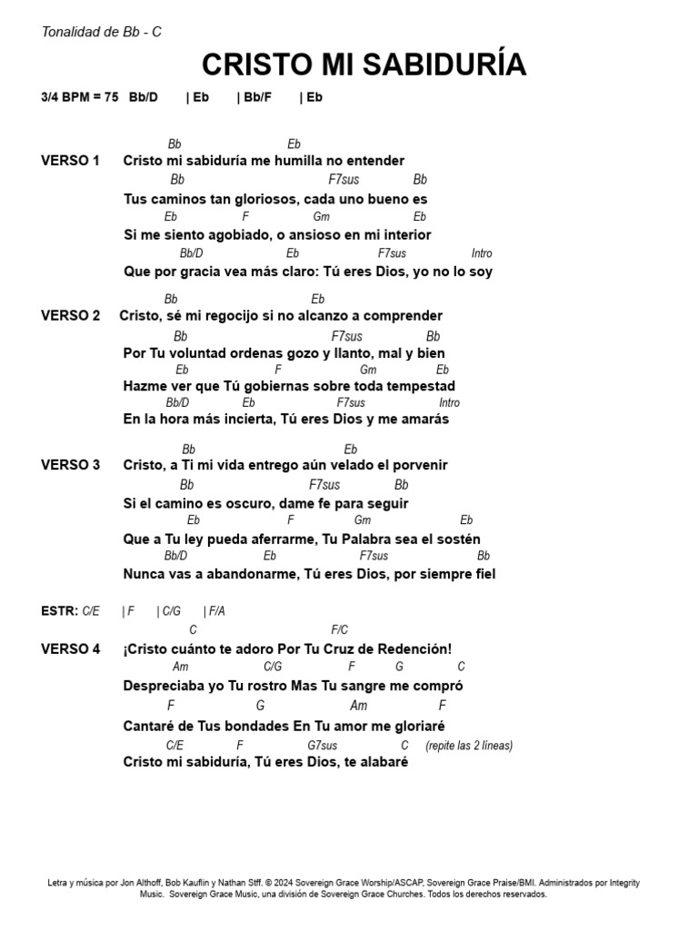 Cristo, mi sabiduría: letra y acordes | PDF