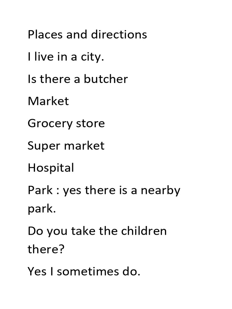 Places and Directions | PDF