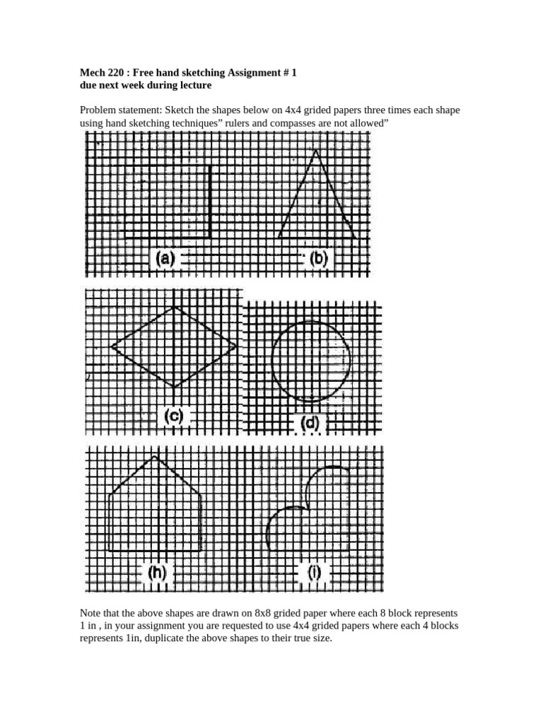 Mech 220 Freehand Sketching Assignment | PDF
