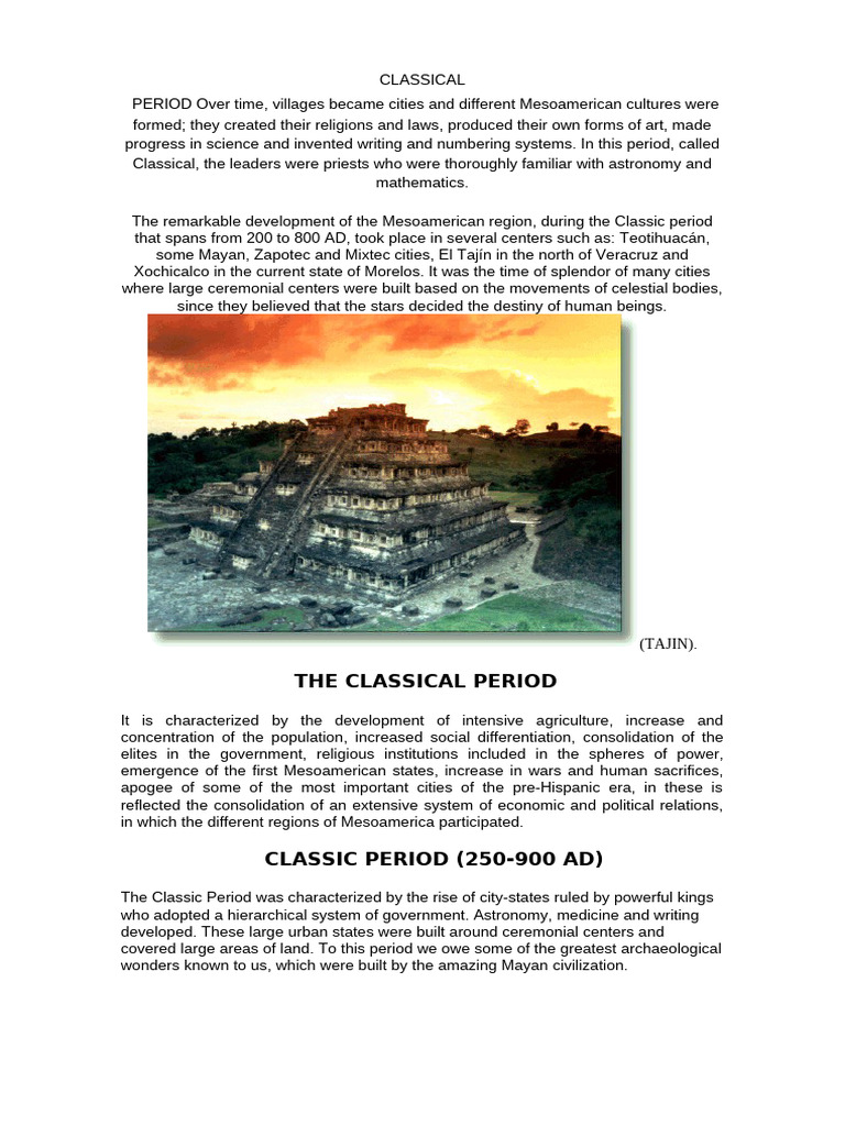 Mesoamerican Classical Period Overview | PDF | Mesoamerica | Physics