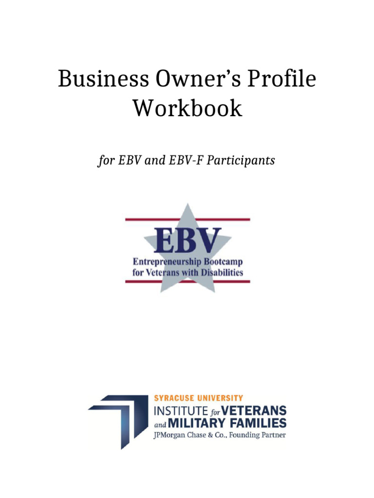 Business Owner’s Profile Workbook Guide | PDF | Supplemental Security ...
