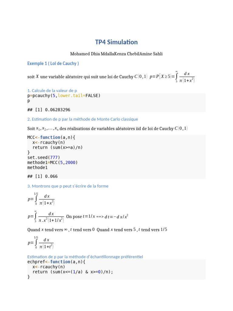 Estimation par Monte Carlo Statistique | PDF | Méthode de Monte-Carlo ...