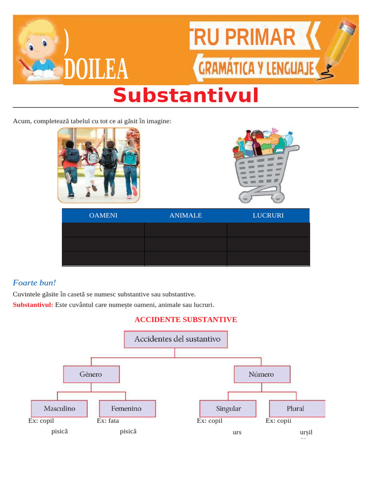 Învățând Despre Substantiv Pentru Clasa A Doua de Școală Primară | PDF