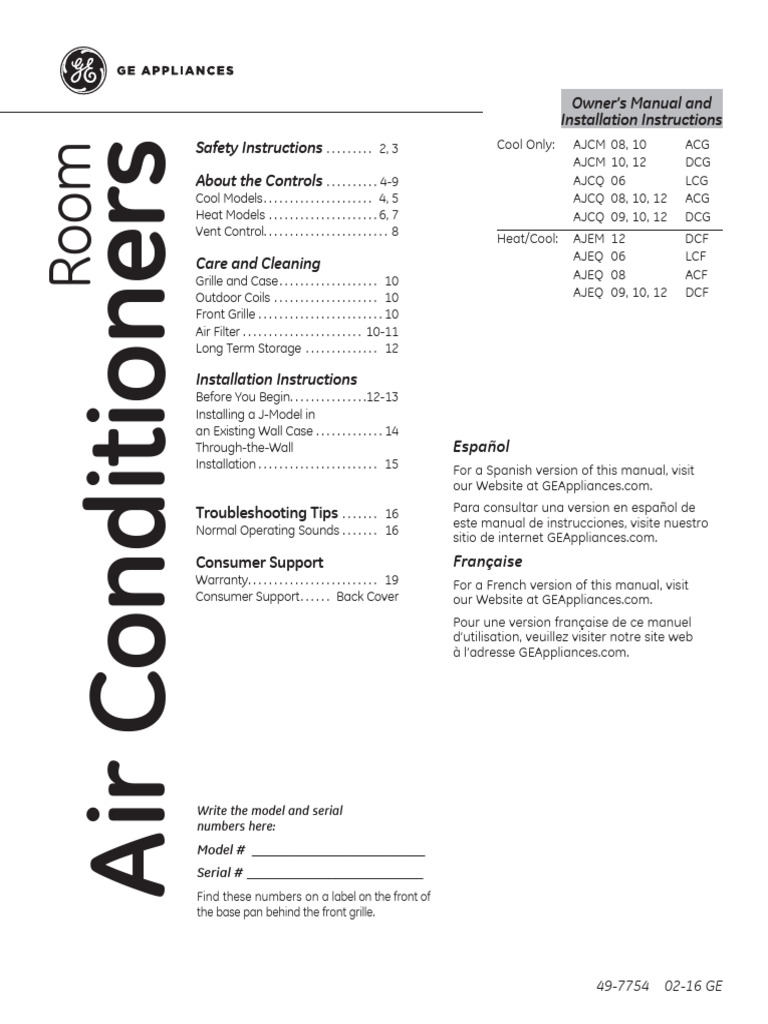 Ge Air Conditioner Manual