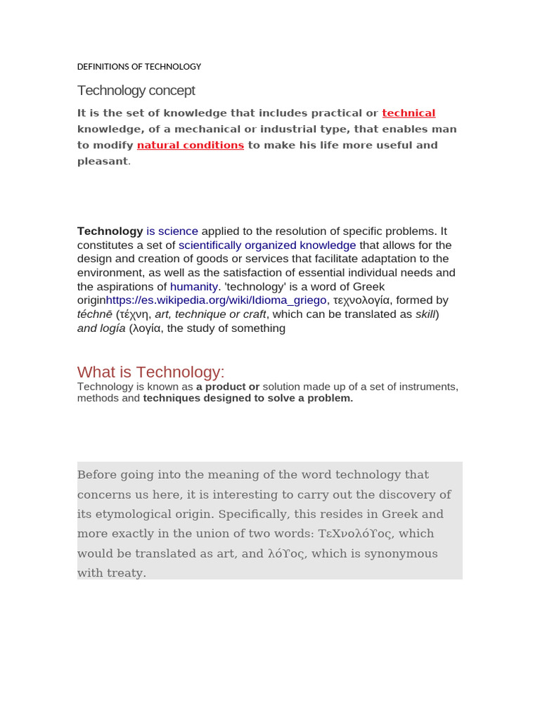 Understanding Technology Definitions | PDF | Clean Technology ...