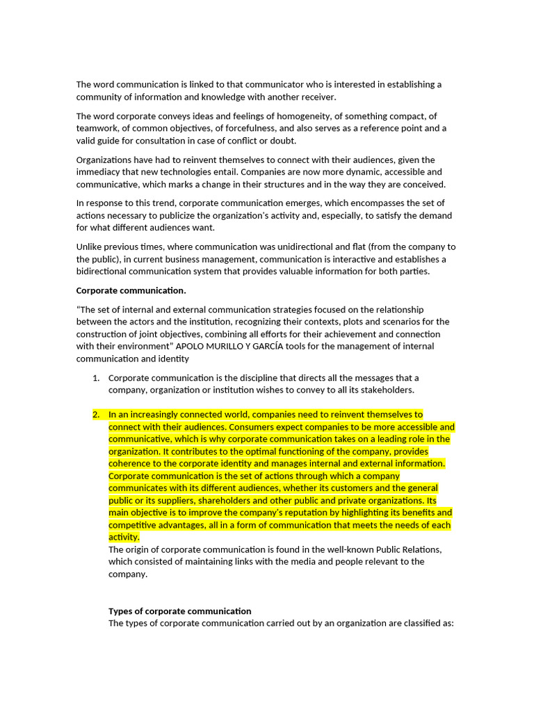 Corporation intelligence overview