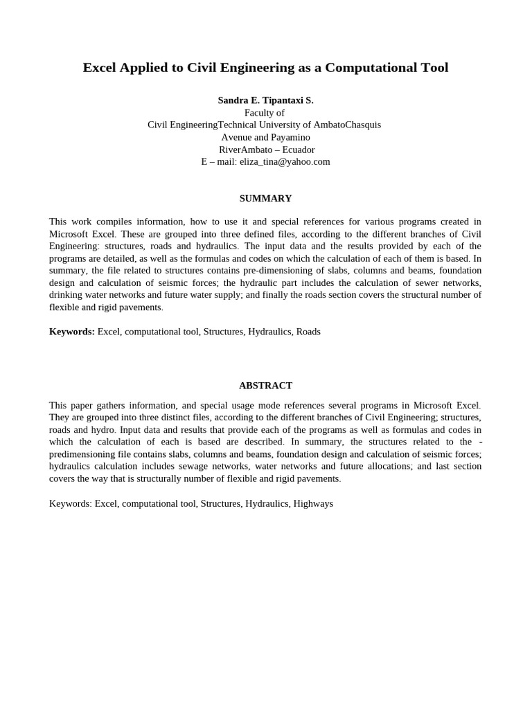 Excel Tools for Civil Engineering Design | PDF | Microsoft Excel | Beam ...