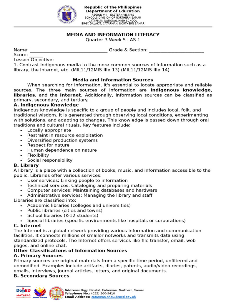 Understanding Information Sources in MIL | PDF | Libraries | Internet