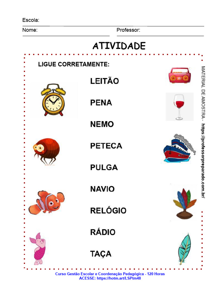 Atividade De Ligar Para Gest o Escolar PDF Pedagogia Ensino