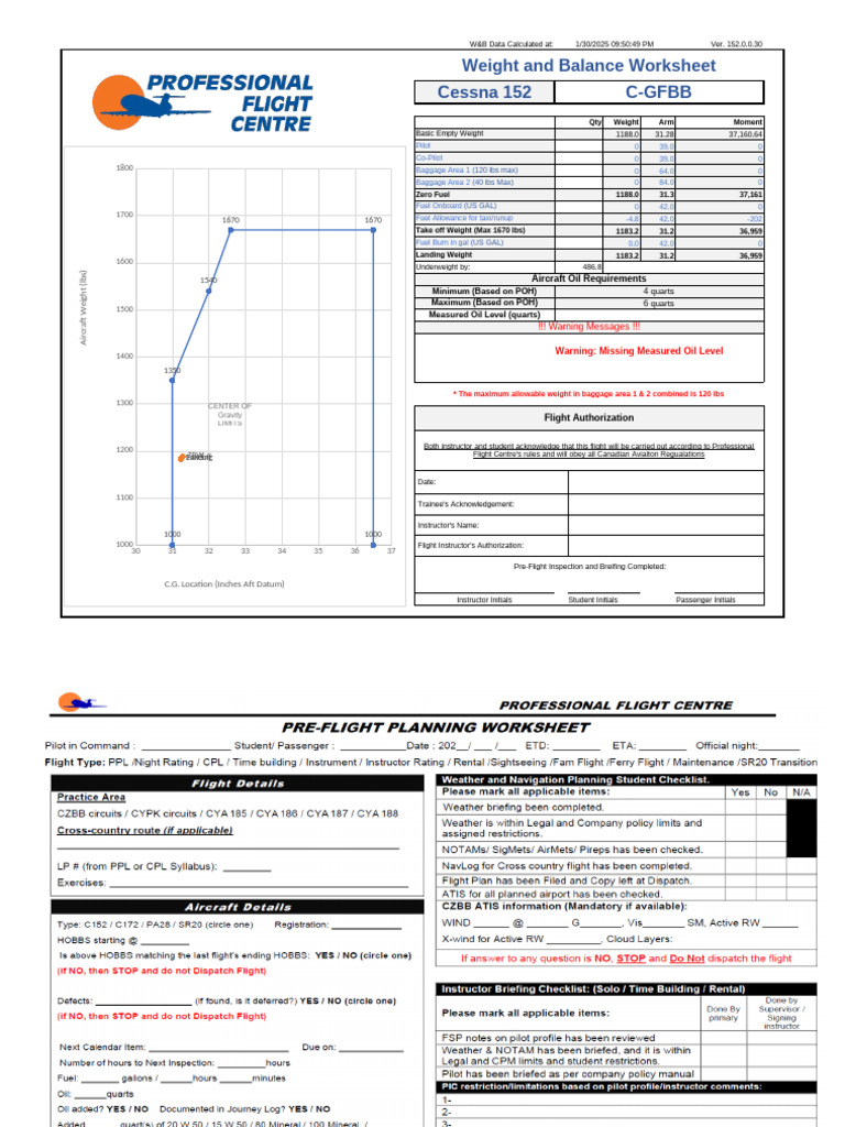 Cessna 152 Weight and Balance Data | PDF | Transport | Aerospace
